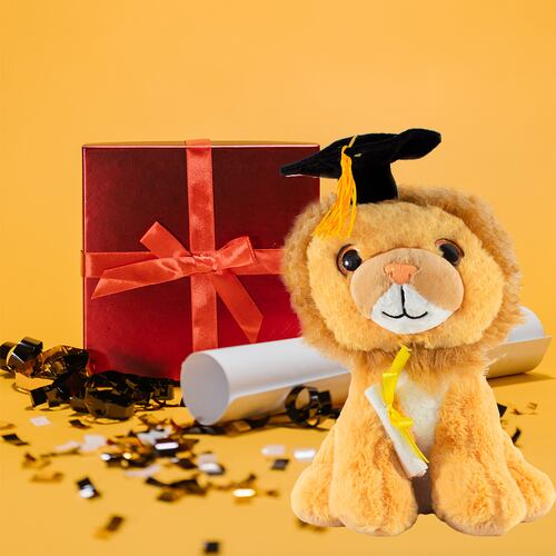 Regalo Peluche de Leon Graduación para Ella o El, Peluche Suave con birrete de graduación Diploma, Clase de 2023