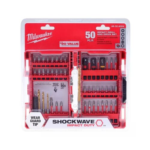Juego De Puntas Y Brocas Milwaukee Shockwave De 50 Piezas.
