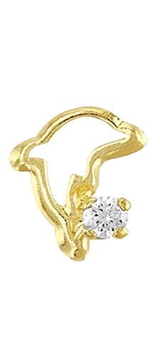 Broquel Delfín Con Zirconia En Oro De 10 K + Obsequio +envío.