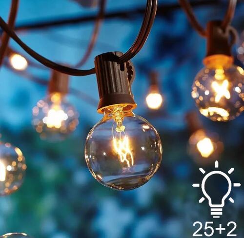 Guirnalda De Luces 25 Focos Vintage Impermeable 7.6m