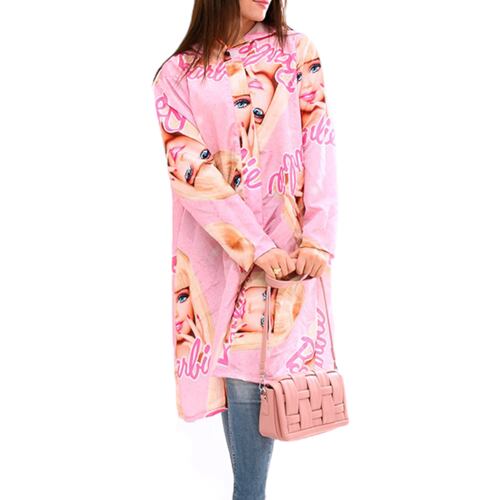 Chamarra Rosa Impermeable Oversize Para Lluvia Muñeca