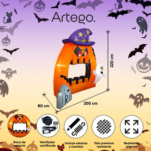 Inflable halloween calabaza con boca de espanto gigante - 2.2m