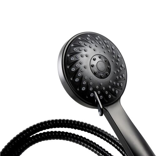 Meer Faucets by CNX - Kit Completo de Regadera y Accesorios para Baño Negro Mate - Incluye Regadera con Cuello, Telefono, Mezcladora, Resumidero, Desviador, Portarollos de Papel y 3 Toalleros.