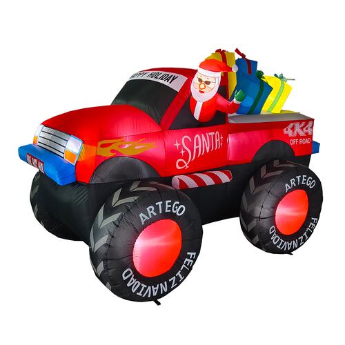 Inflable de Navidad Monster Truck Camioneta pick up de Santa con regalos - 2.2m