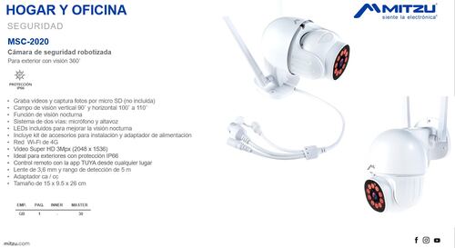 Cámaras Seguridad Vigilancia WiFi Exterior Robotizada 2 PIEZAS.
