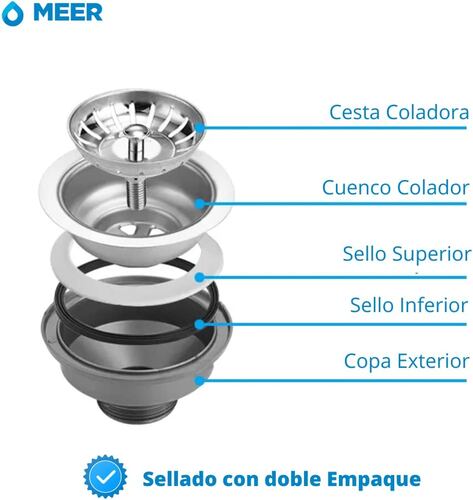 CNX Fregadero de Cocina Sencillo (Tarja Sencilla en Acero Inoxidable, 59 x 45 cm), incluye Mezcladora Monomando y Kit de Instalación