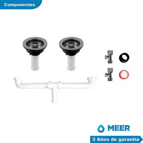 CNX Fregadero de Cocina Sencillo (Tarja Sencilla en Acero Inoxidable, 59 x 45 cm), incluye Mezcladora Monomando y Kit de Instalación