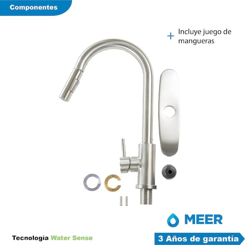 CNX Fregadero de Cocina Sencillo (Tarja Sencilla en Acero Inoxidable, 59 x 45 cm), incluye Mezcladora Monomando y Kit de Instalación