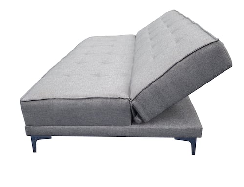 Sofa Cama Zeus Plata 3 posiciones Lino nacinoal El Bazar Store Moderno Abotonado.