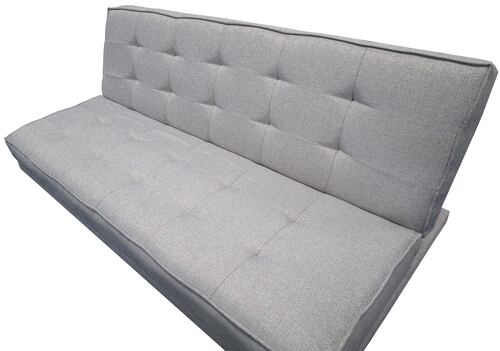 Sofa Cama Zeus Plata 3 posiciones Lino nacinoal El Bazar Store Moderno Abotonado.
