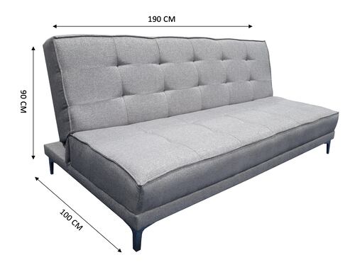 Sofa Cama Zeus Plata 3 posiciones Lino nacinoal El Bazar Store Moderno Abotonado.