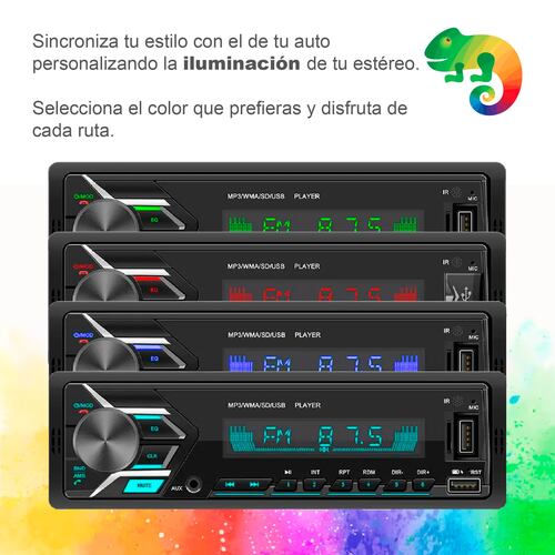 Autoestereo Vak 3900 colores Bluetooth Usb Sd Aux Mp3 control.