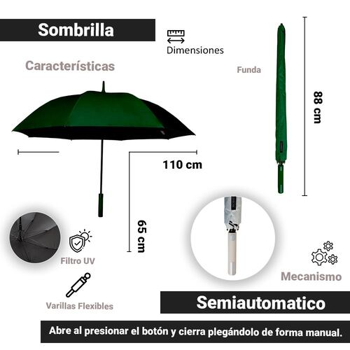 Paraguas Premium XL Reforzado y Resistente a Vientos y Lluvias Fuertes fácil de Transportar