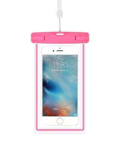 Funda Protectora Contra Agua para celular Universal Rosa