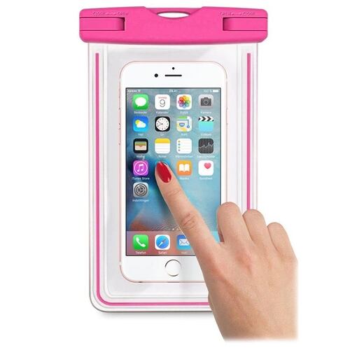 Funda Protectora Contra Agua para celular Universal Rosa
