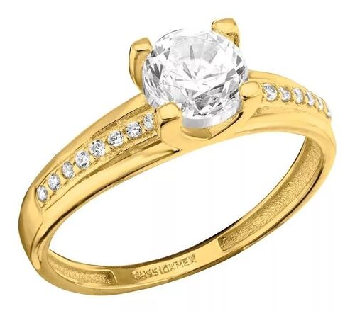 Anillo Clasico Compromiso 10 Kilates Zirconias + Obsequio