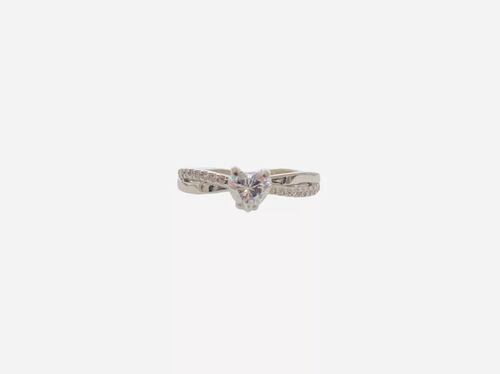 Anillo Entrelazado Oro Blanco 10 Kilates Zirconias+ Obsequio