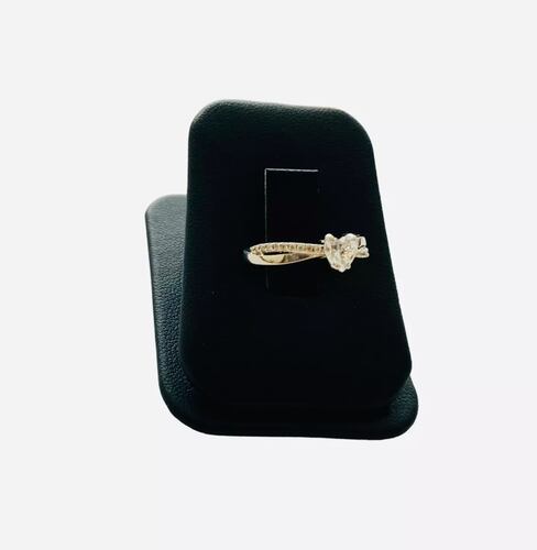 Anillo Entrelazado Oro Blanco 10 Kilates Zirconias+ Obsequio