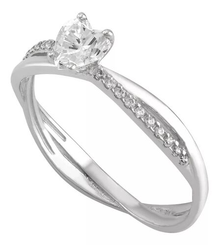 Anillo Entrelazado Oro Blanco 10 Kilates Zirconias+ Obsequio