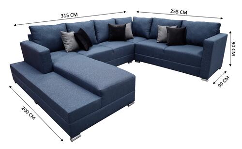 Sala Esquinera en U Corbel Azul Marino, 4 salas en 1, 200x315x255 cm El Bazar Store.