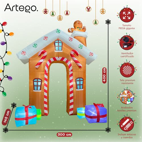 Inflable de Navidad casa Jengibre Gingy Gingerbread MEGA GIGANTE 4M.