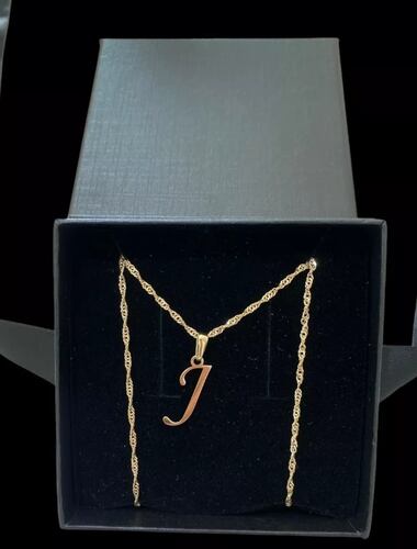 Juego Inicial Letra J + Cadena 50 Cm Oro 14 K + Obsequio