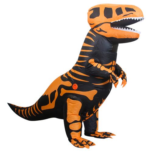 Disfraz inflable de dinosaurio T-rex jurásico premium halloween Toda ocasión Talla unitalla  adulto 12+ Naranja.