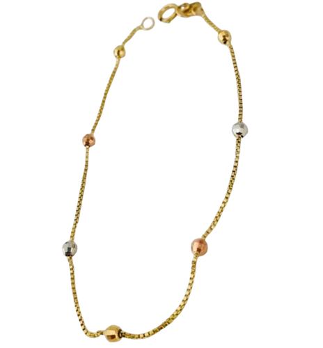Pulsera De Bolitas Oro De 10 Kilates + Obsequio