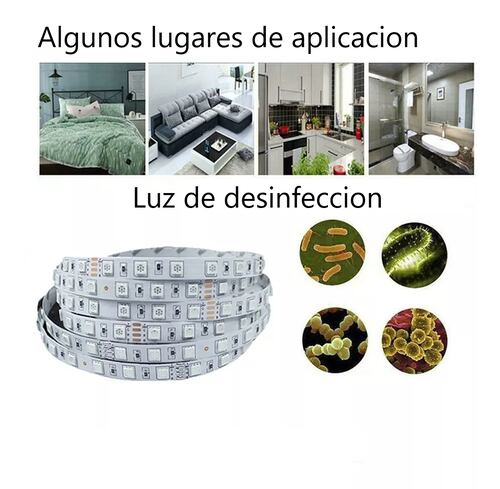 Tira esterilizadora luz ultravioleta desinfectante USB LED UV UVC Mata ácaros elimina olores autos.