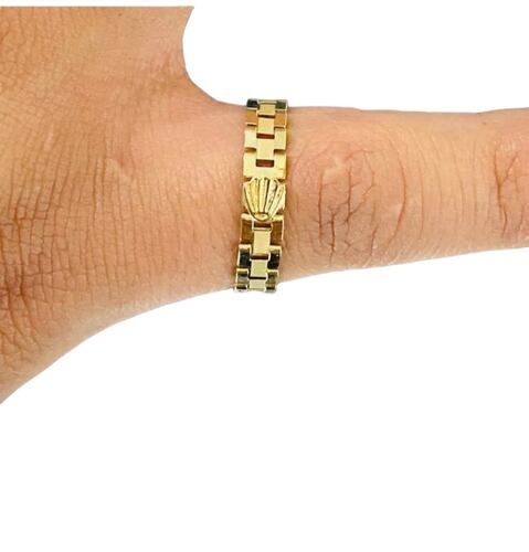 Juego Anillo + Pulsera  Baby Rolex 4 Mm Oro 10 Kilates + Obsequio