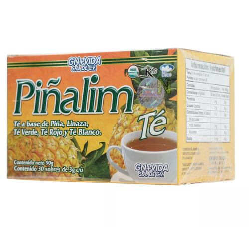 5 Cajas Té Piñalim (piña, Linaza, Té Verde, Té Rojo Y Té Blanco) 30 Sobres De 3g C/u