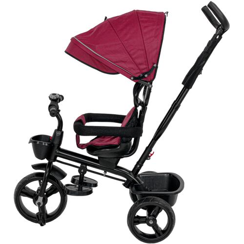 Triciclo Bicicleta Carriola Paseo Bebes 2-6 Años Asiento 360 grados Color Vino
