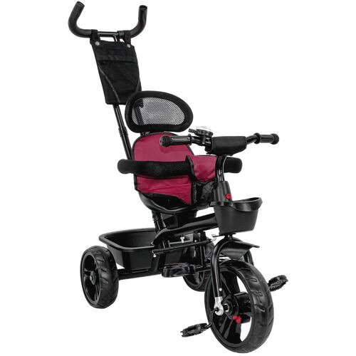 Triciclo Bicicleta Carriola Paseo Bebes 2-6 Años Asiento 360 grados Color Vino