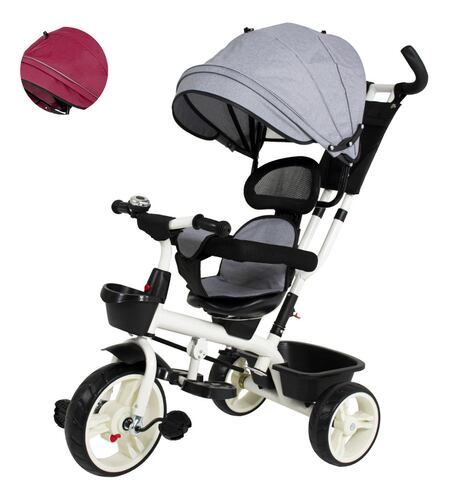 Triciclo Bicicleta Carriola Paseo Bebes 2-6 Años Asiento 360 grados Color Gris