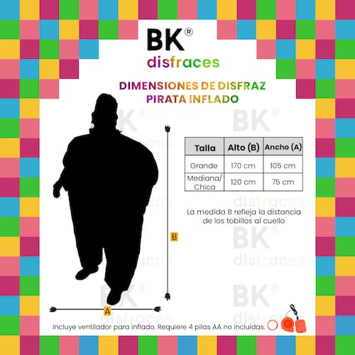Disfraz Inflable pirata pirate bucanero halloween toda ocasión 2 tallas disponibles.
