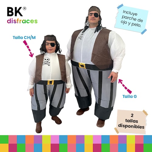 Disfraz Inflable pirata pirate bucanero halloween toda ocasión 2 tallas disponibles.