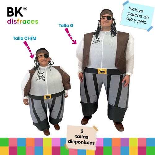 Disfraz Inflable pirata pirate bucanero halloween toda ocasión 2 tallas disponibles.