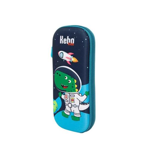 Lapicera escolar para niño marca Kebo Kids, color azul marino, con dinosaurio astronauta, mod. 1088155