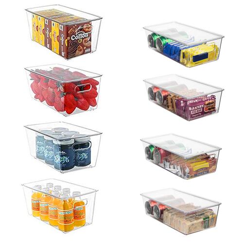 8 Organizadores para almacenamiento de alimentos para refrigerador con tapa, libres de BPA ideales para refrigerador, alacena, despensas, armarios y encimeras..