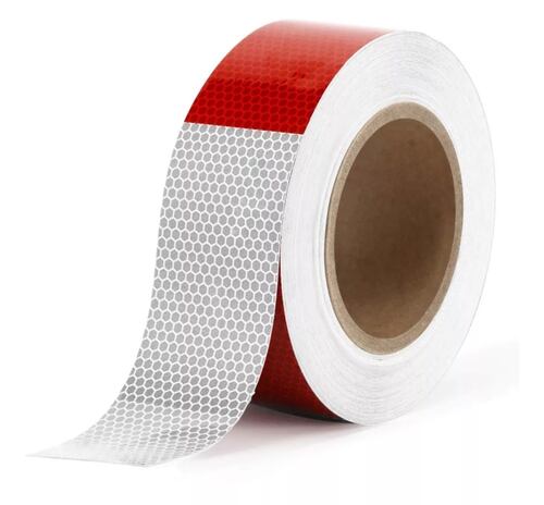 Rollo Cinta Reflejante Barricada Importada Rojo Blanco 45m 