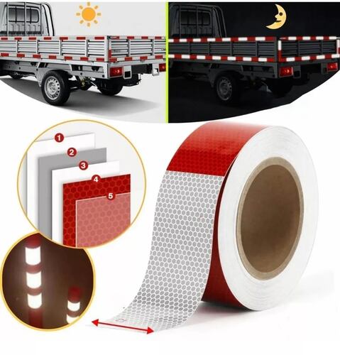 Rollo Cinta Reflejante Barricada Importada Rojo Blanco 45m 