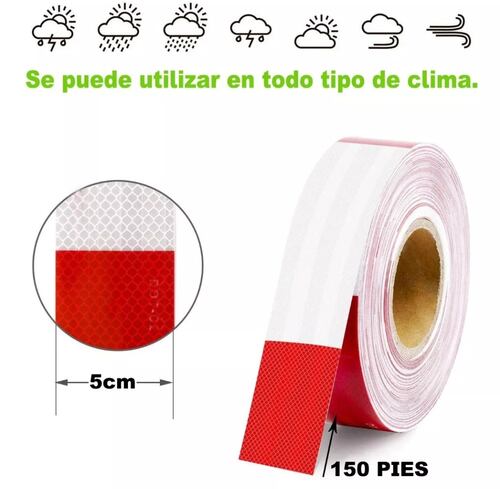 Rollo Cinta Reflejante Barricada Importada Rojo Blanco 45m 