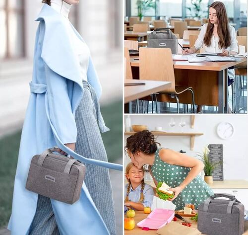 Lonchera Térmica Economicas Para La Escuela, Trabajo 2 Uds Color Negro y gris