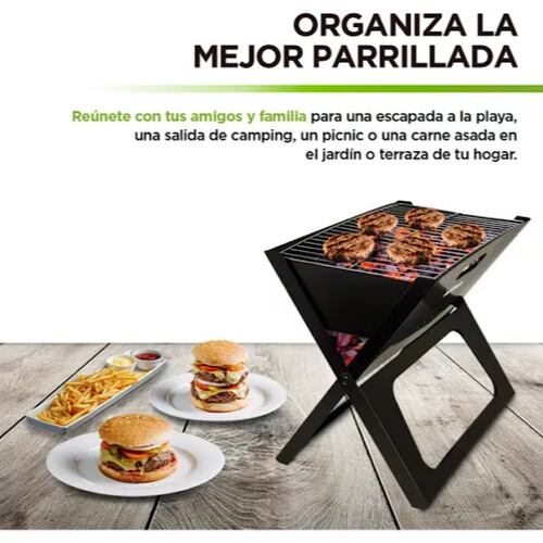 Asador De Carbon Parrilla Portatil Plegable Para Carne Asada.