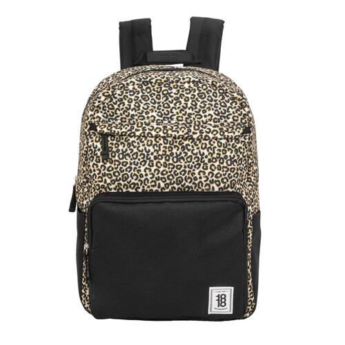 Mochila para mujer, backpack, marca 1818, color negro con estilo leopardo, mod. 1097273
