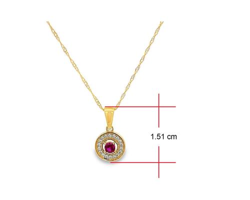 Collar Gargantilla Oro 10k Horoz Cirlulo piedra roja 45cm Si104.