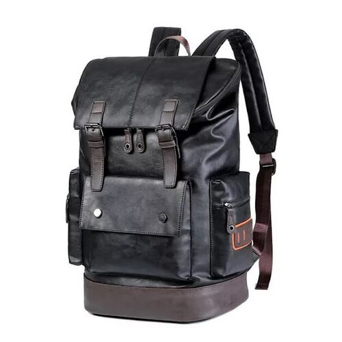 Mochila De Cuero Casual De Gran Capacidad Para Hombre