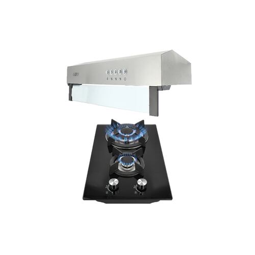 Campana extractora acero inoxidable Thory 50 + Parrilla cristal templado 32cm Cetus