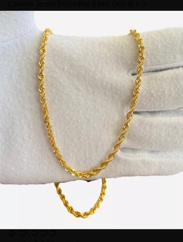 Cadena Torzal De 50 cm X 5 mm Oro  14k + Obsequio