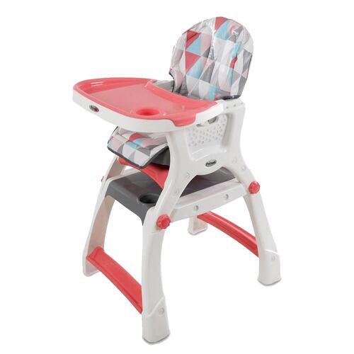 Silla Alta Periquera Prinsel Kinder City Tiangulos Coral.